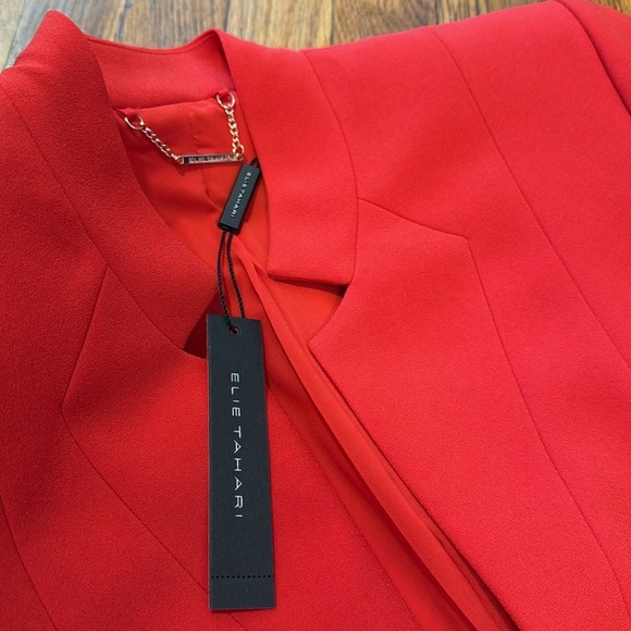 NWT Elie Tahari Safina Blazer jacket glossy red scarlet hook closure size 8 $398 - Picture 3 of 5